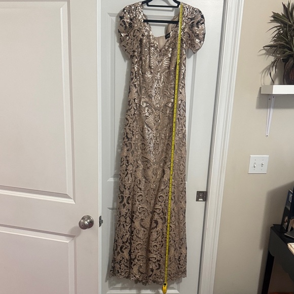 Tadashi Shoji Gold Lace Wedding Dress - Picture 14 of 16